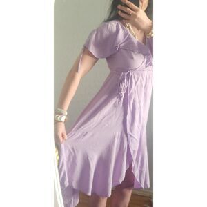 Shoreline Gorgeous Lightweight Flutter Sleeve Wrap Dress Lavendar Maxi Rayon XL